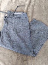 100% Linen Blue Wide Leg