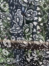 Antique French 1920s Black Voile Screen Printed Fabric