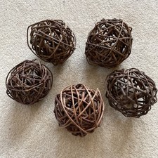 Wicker Rattan Balls Brown 