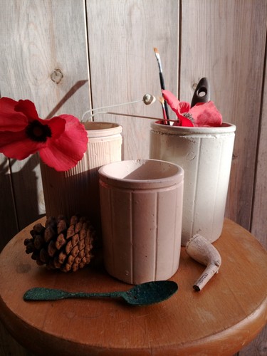 Vintage stone jars crock - stone,