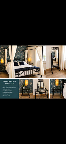 Black metal four poster canopy - four,
