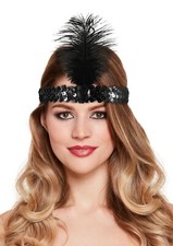 Charleston Sequin Headband - Fancy Dress Costume Outfit Party Feather Flapper