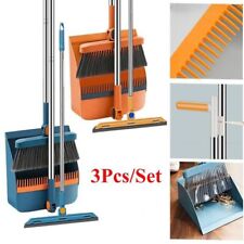 3PCS Strong Long Handled Dustpan And Brush Set Dust Pan Handle Broom Sweeper