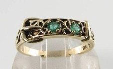 BUCKLE 9K 9CT GOLD COLOMBIAN EMERALD ETERNITY ART DECO INS RING FREE RESIZE