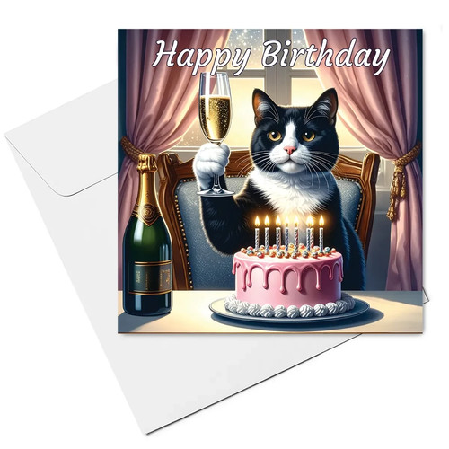 Cat birthday card 15cm x - birthday, (15cm