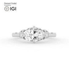 Oval Diamond Trilogy Ring 14k