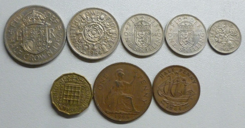1964 pre decimal - pre-decimal, 8-coin