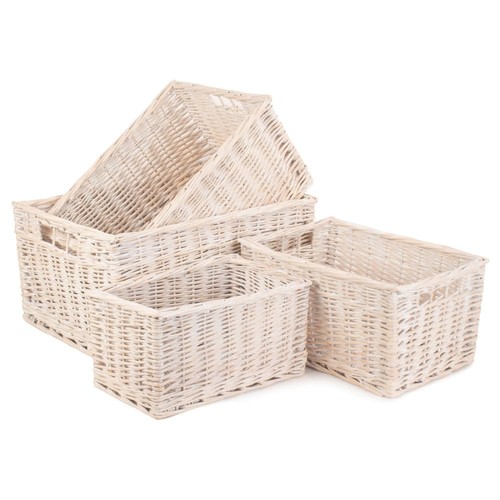 White wicker storage - wicker,