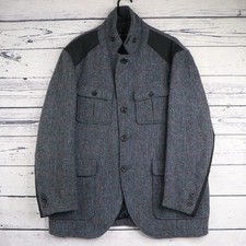 Harris Tweed Timothy Everest Tweed Blazer Jacket Mens XL Military Utility Grey