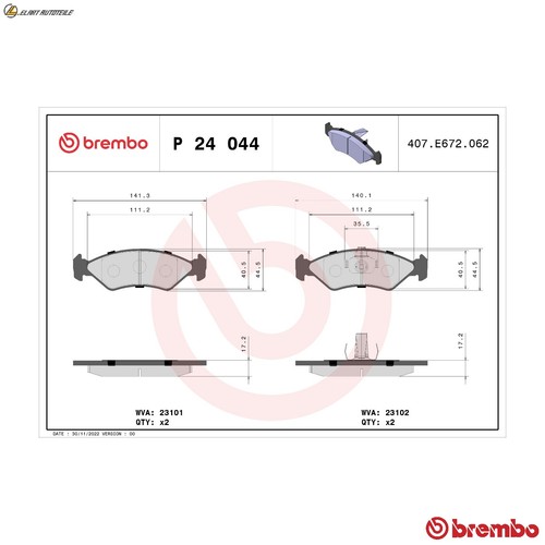 Brake pad set disc - pad, p