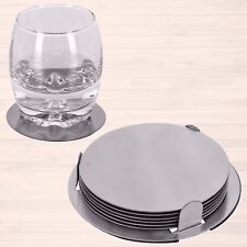 Coasters Round With Holder Cup Coasters Silver Stainless Steel Round Set of 7
