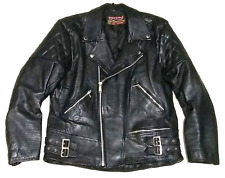HEAVY DUTY OLD SCHOOL MOTORCYCLE LEATHER BIKER JACKET - M - VINTAGE SKIN LEATHER