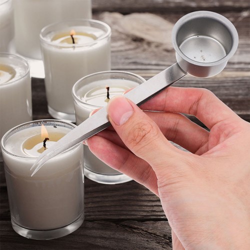Silver metal candle - silver,