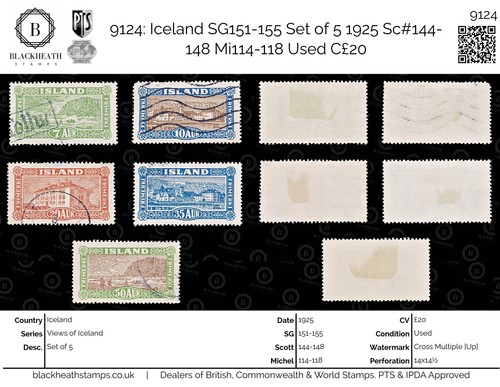 9124 iceland sg151 155 set - 9124:, sg151-155