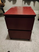 Ikea Double Drawer Bedside Table Burgundy Storage Cabinet