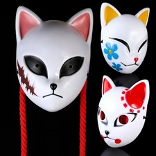 Japanese Anime Demon Fox Mask Cosplay Sabito Makomo Tanjiro Thick Plastic Animal