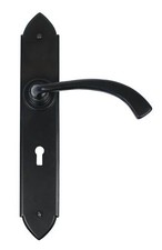 Pair of Black Gothic Curved Handle Sprung Lever Lock Door Handles