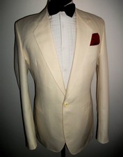 CREAM TUXEDO WEDDING DINNER SUIT Jacket Blazer 42 R WOOL White Ivory CRUISE COAT