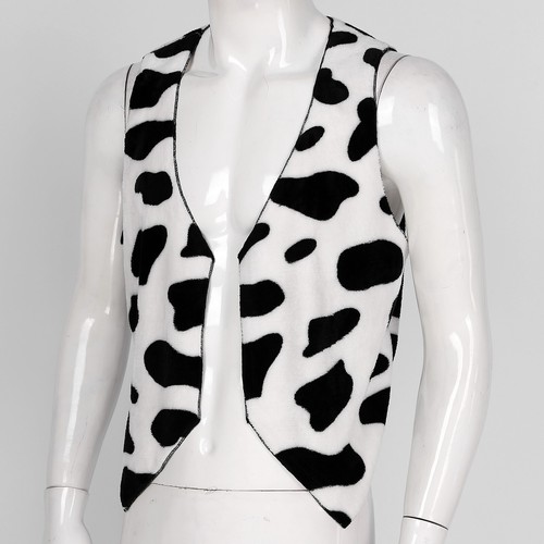 Mens cow print vest sleeveless - print,