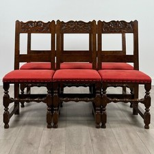 Antique 20th Century Set Of 6 Carved Oak Dining Chairs ( REF AF-3985 )