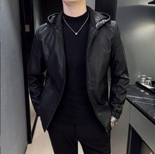 New Men's Hooded Jacket Faux