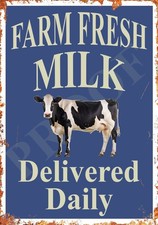 Farm Fresh Milk Retro Vintage Style Metal Sign Plaque Gift Farm Shop Tin