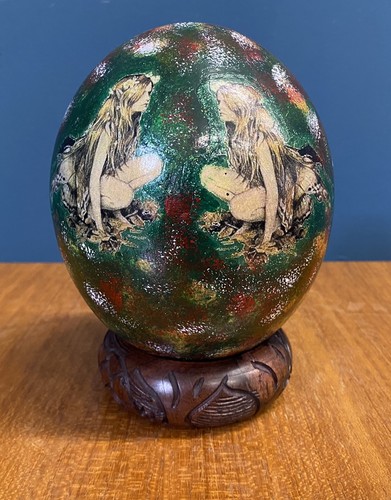Vintage hand painted ostrich - vintage,