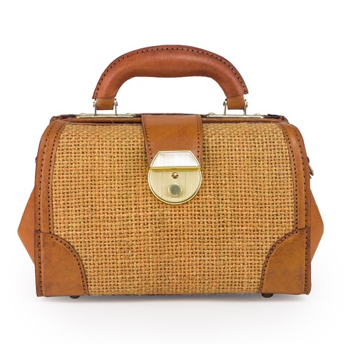 Linen doctors bag with leather - linen,