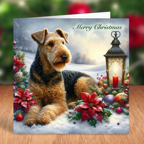 Airedale terrier dog christmas - airedale,