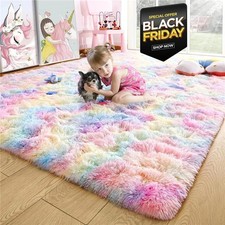 Rainbow Fluffy Shaggy Rugs Nonslip Carpet Mat Living Room Bedroom Nursery Rug UK