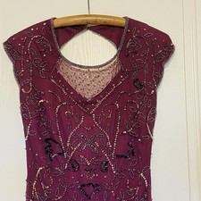 Miss Selfridge Womens Dress Purple Size UK  10 Beaded Sequin Vintage Whimsy Xmas
