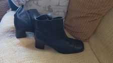 BHS Black leather block heeled