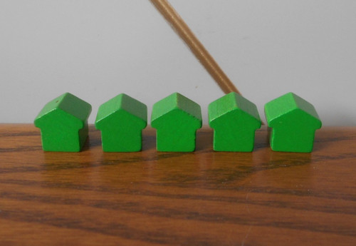 Green wooden house monopoly - x4,
