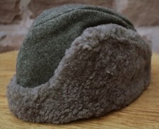 VINTAGE 1940s Sz. 56 SWEDISH ARMY WOOL SHEEPSKIN WINTER HAT