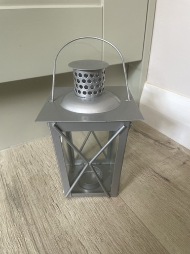 Grey metal candle - metal, lantern
