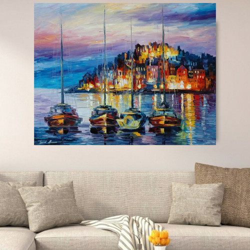 Leonid afremov morning harbor - afremov,