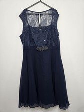 Kaliko Navy Beaded Knee Length