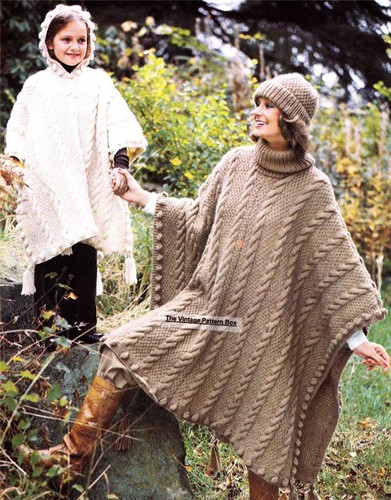 Cable poncho chunky knit - poncho,