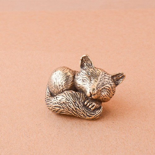 Brass fox statue curling - brass,