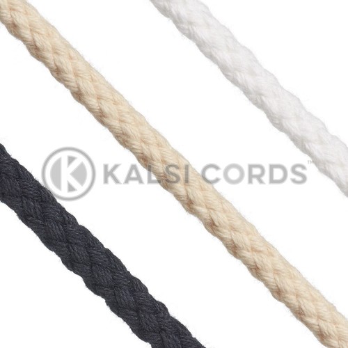 5mm round braided cotton cord - 5mm,