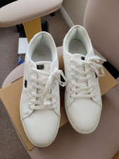 BECK & HERSEY WHITE MENS FAUX LEATHER RETRO TRAINERS SNEAKERS SIZE UK 10 / 44