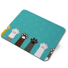 Mouse Mat Pad - Cat Paws Cute Turquoise Laptop PC Desk Office #14270
