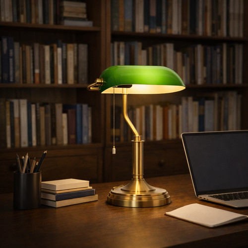 Green stained glass table - table, lamp