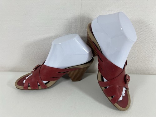 Clarks red leather slip - leather, on
