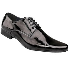 Mens Patent Wedding Shoes Black Leather Lined / Suit Formal Lace Up 6 - 14