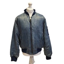 Vintage Bomber Jacket 80s Green Orange & Green Reversible Mod Skinhead Large