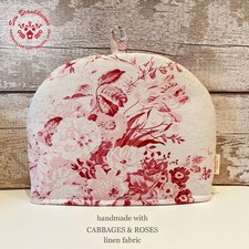Handmade linen tea cosy- Cabbages & Roses Constance Rose Pink