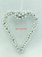 Beaded Pearl White Heart