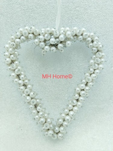Beaded pearl white heart - pearl,