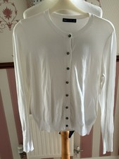 LADIES M&S LONG SLEEVE BUTTON FRONT CARDIGAN SIZE 12 WHITE- NEW